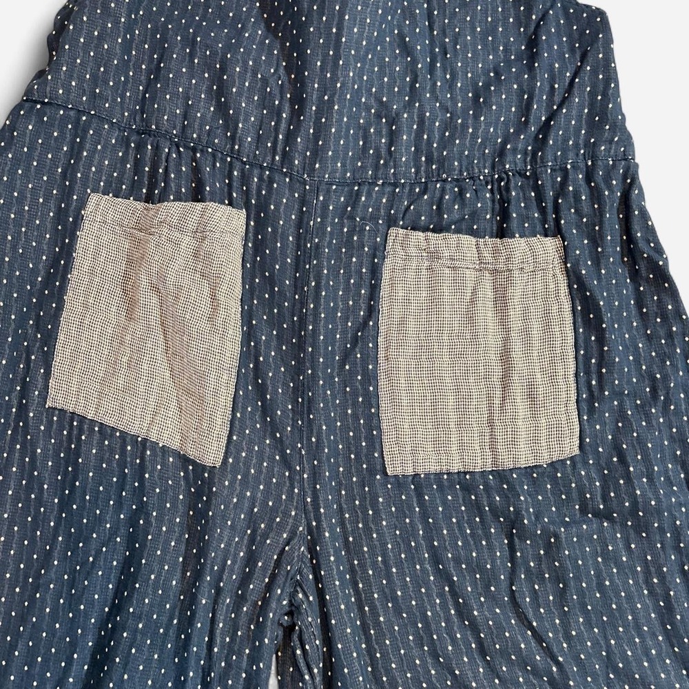 NWOT Natural Life Women Cotton Tie Overalls Navy Polka Dots Wide Leg Jumpsuit L - Picture 5 of 10
